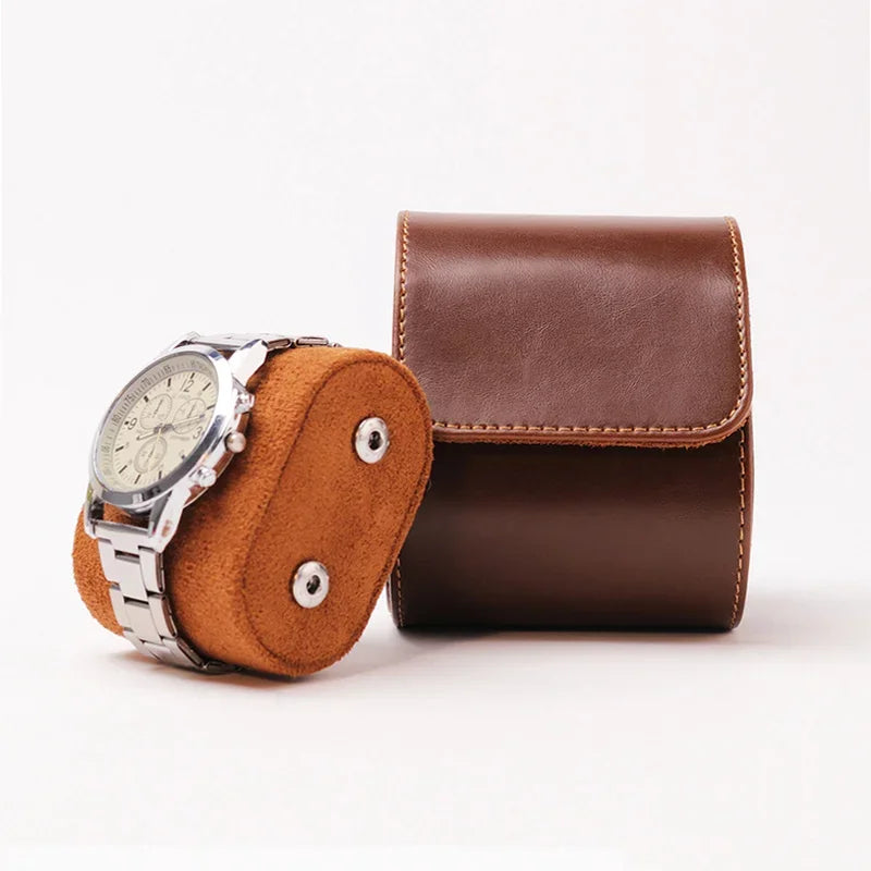 Étui Montre Cuir Vintage Roulé Voyage