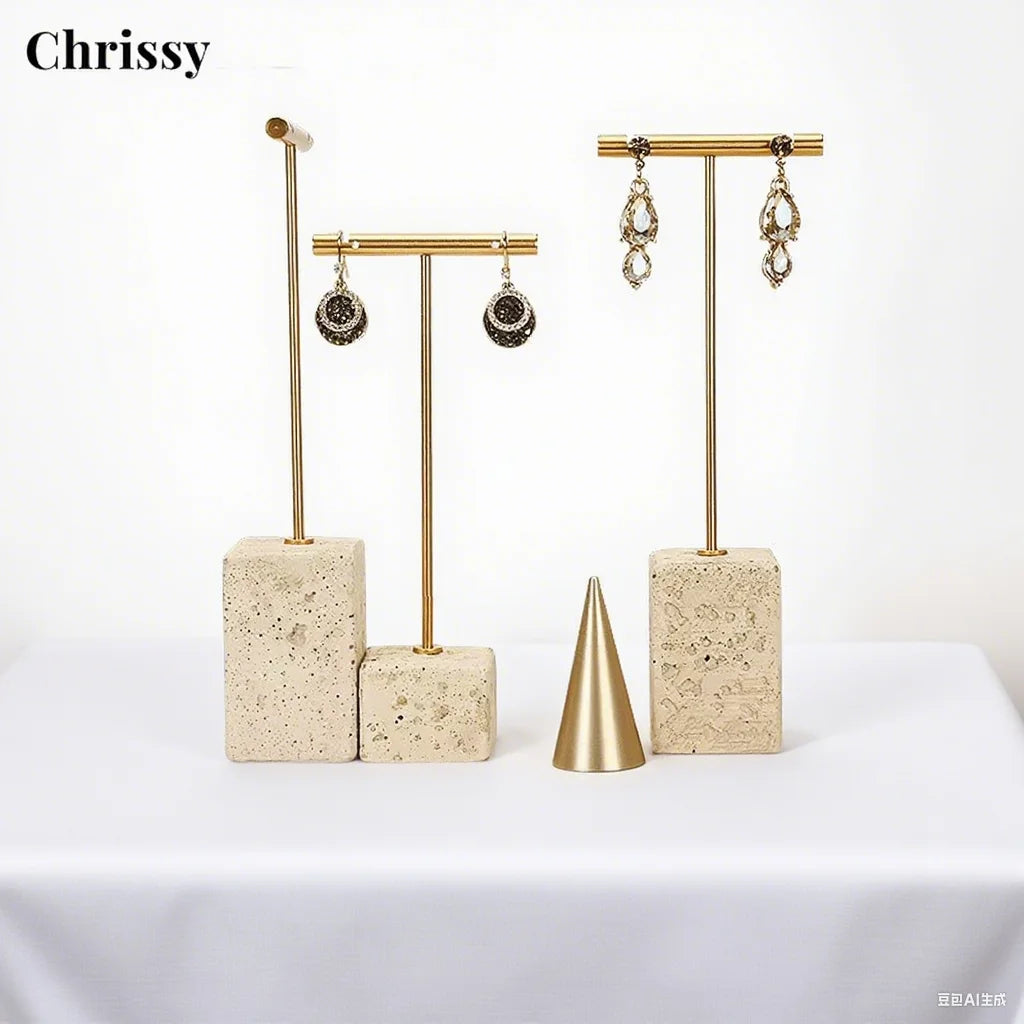 Présentoir Boucles d'Oreilles Métal Plâtre Jaune