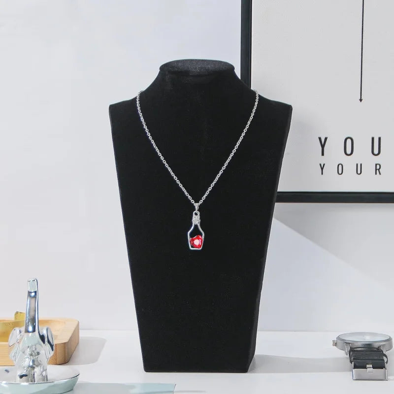 Présentoir Collier Buste Velours Toile de Jute