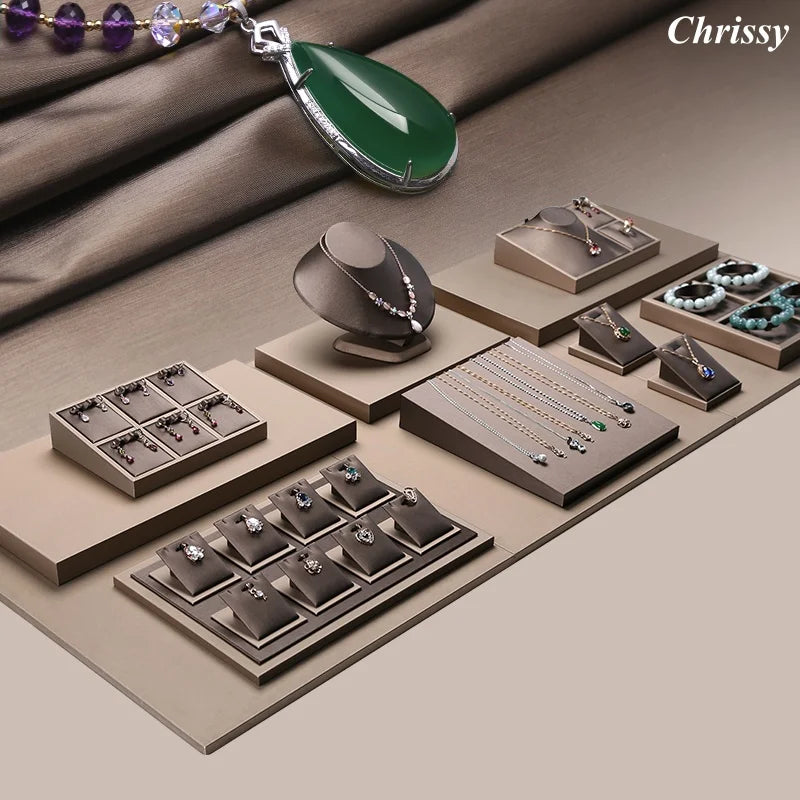 Présentoir Cuir PU Collier Bague Bracelet Pendentif Vitrine