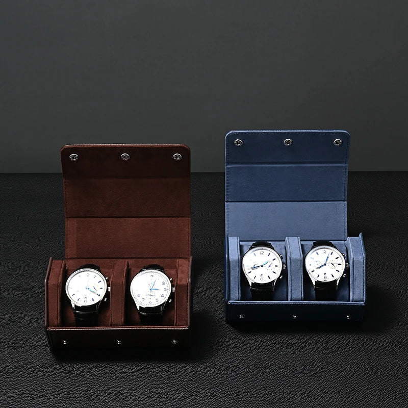 Étui Montre Cuir Hexagonal Voyage Portable