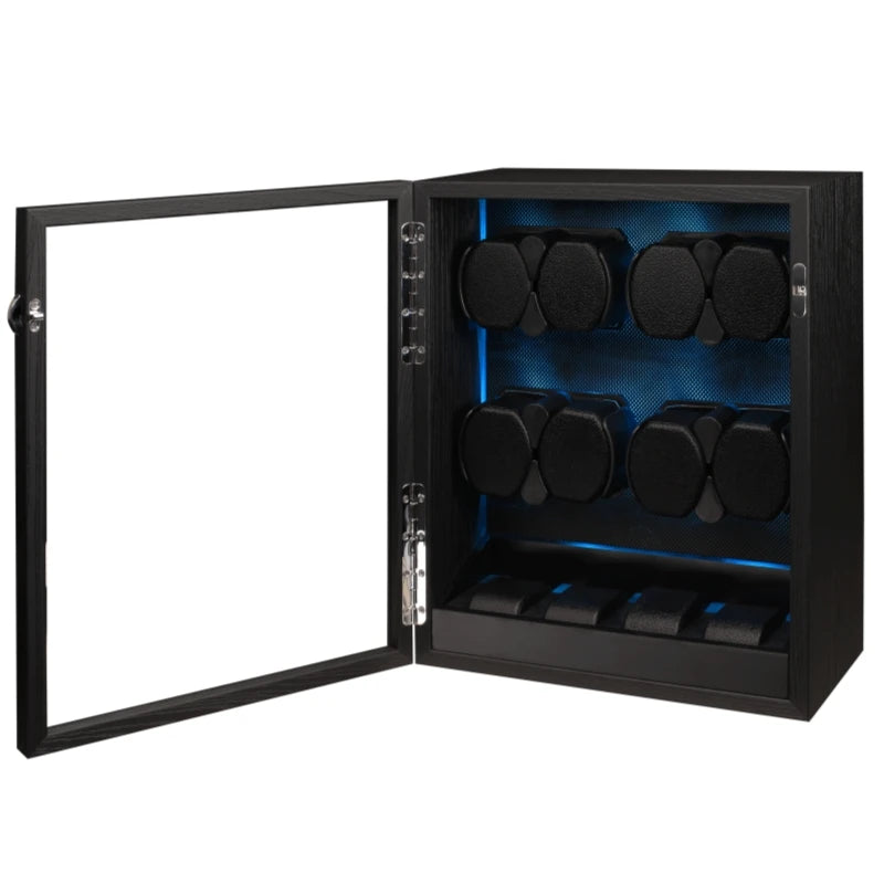 Coffre Fort Montre Bois Rotatif Remontoir LED