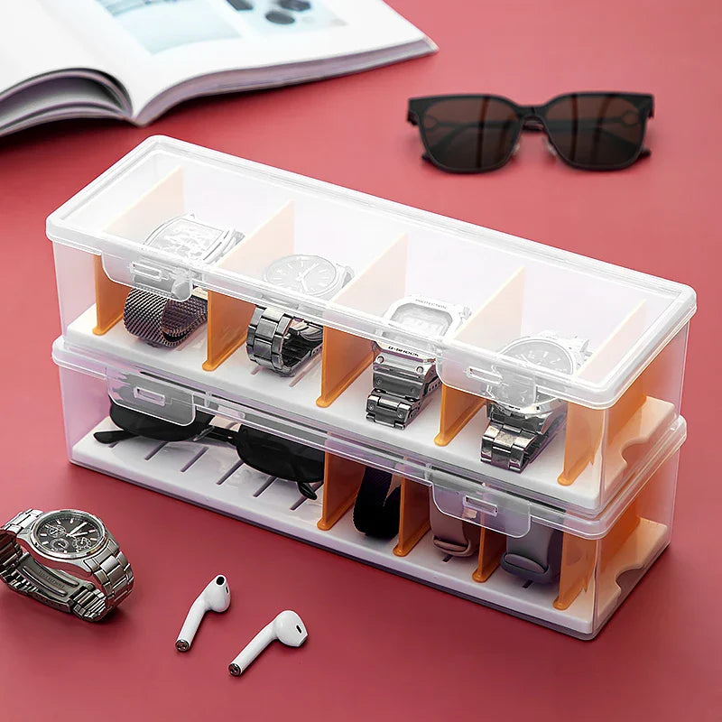 Boîte Montres Plastique Transparent Portable Compact