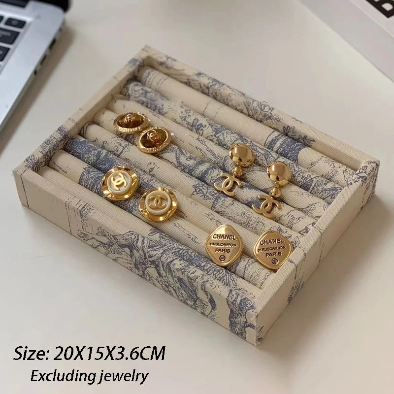 Présentoir Bijoux Bois Velours Rétro Comptoir