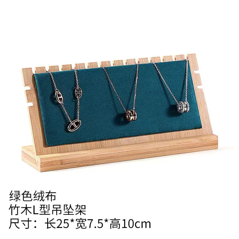 Présentoir Collier Bois Simili Cuir Plat