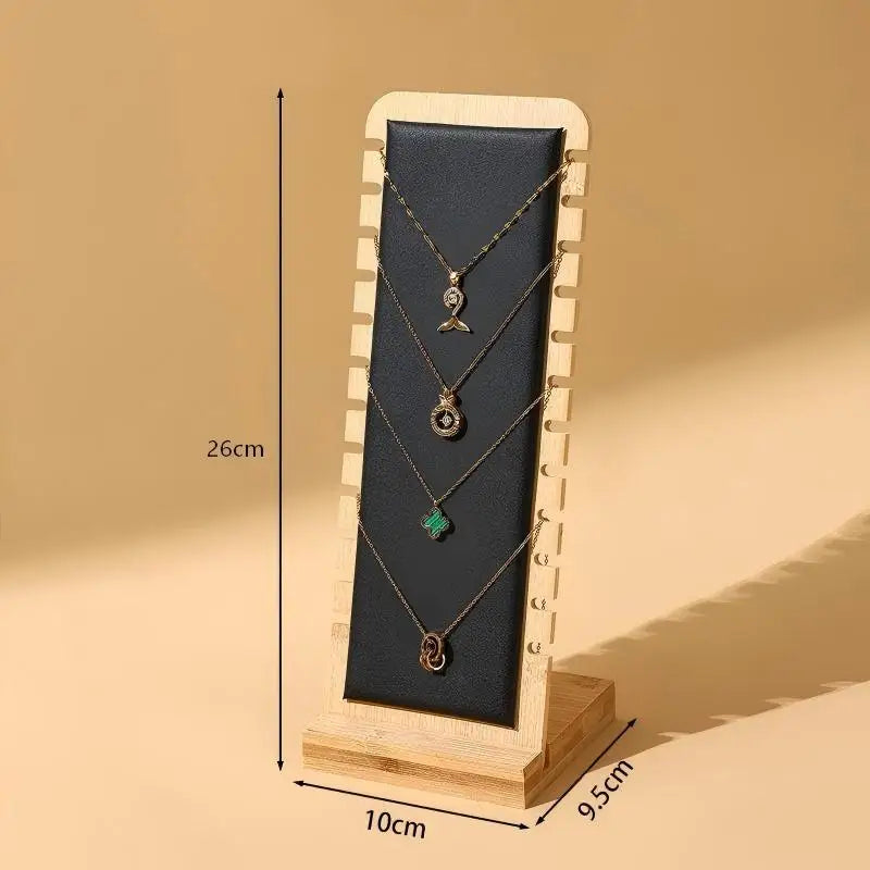 Présentoir Collier Bois Simili Cuir Plat