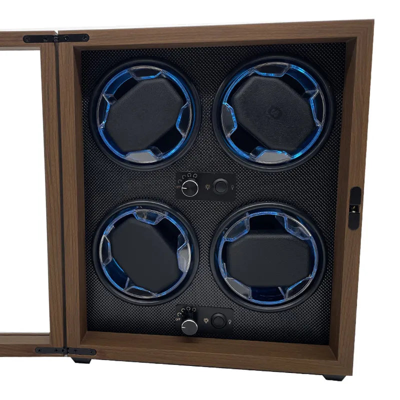 Remontoir Montre Automatique 4 Places Bois Cuir Luxe