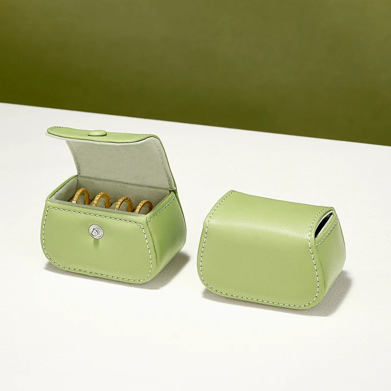 Boîte Bague Cuir Voyage Compact Portable