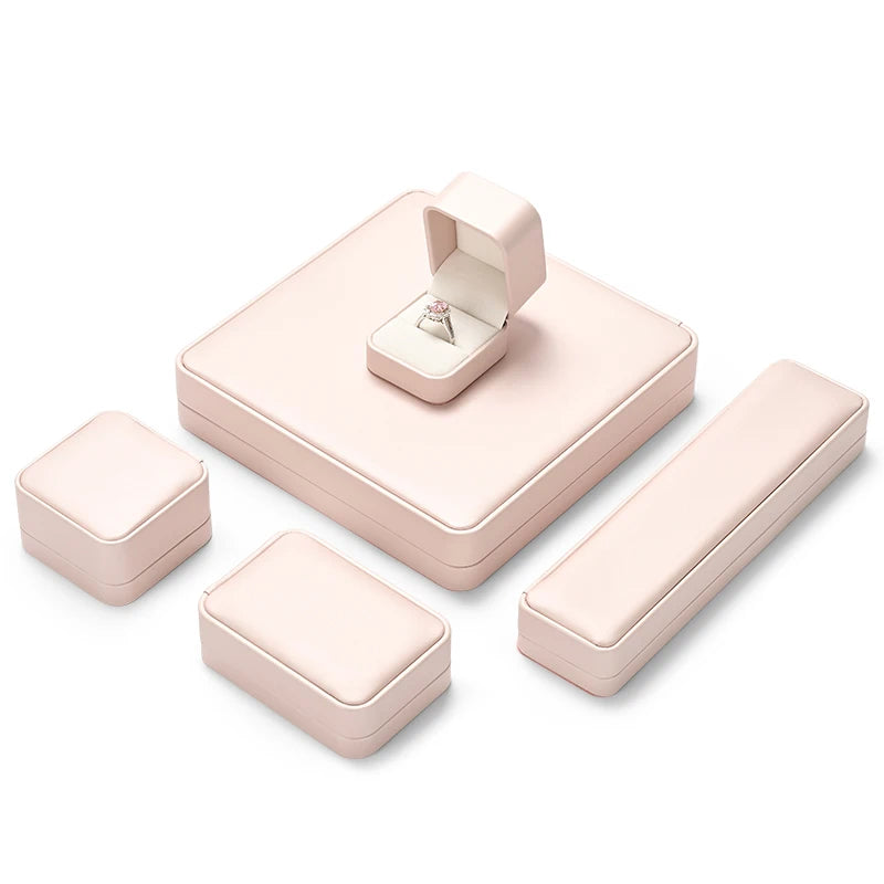 Boite Bijoux Cuir Rose Coffret Bague Collier