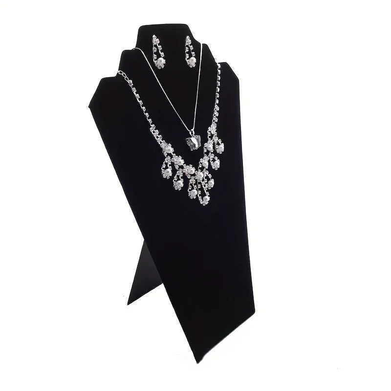Présentoir Collier Velours Plat Noir Élégant
