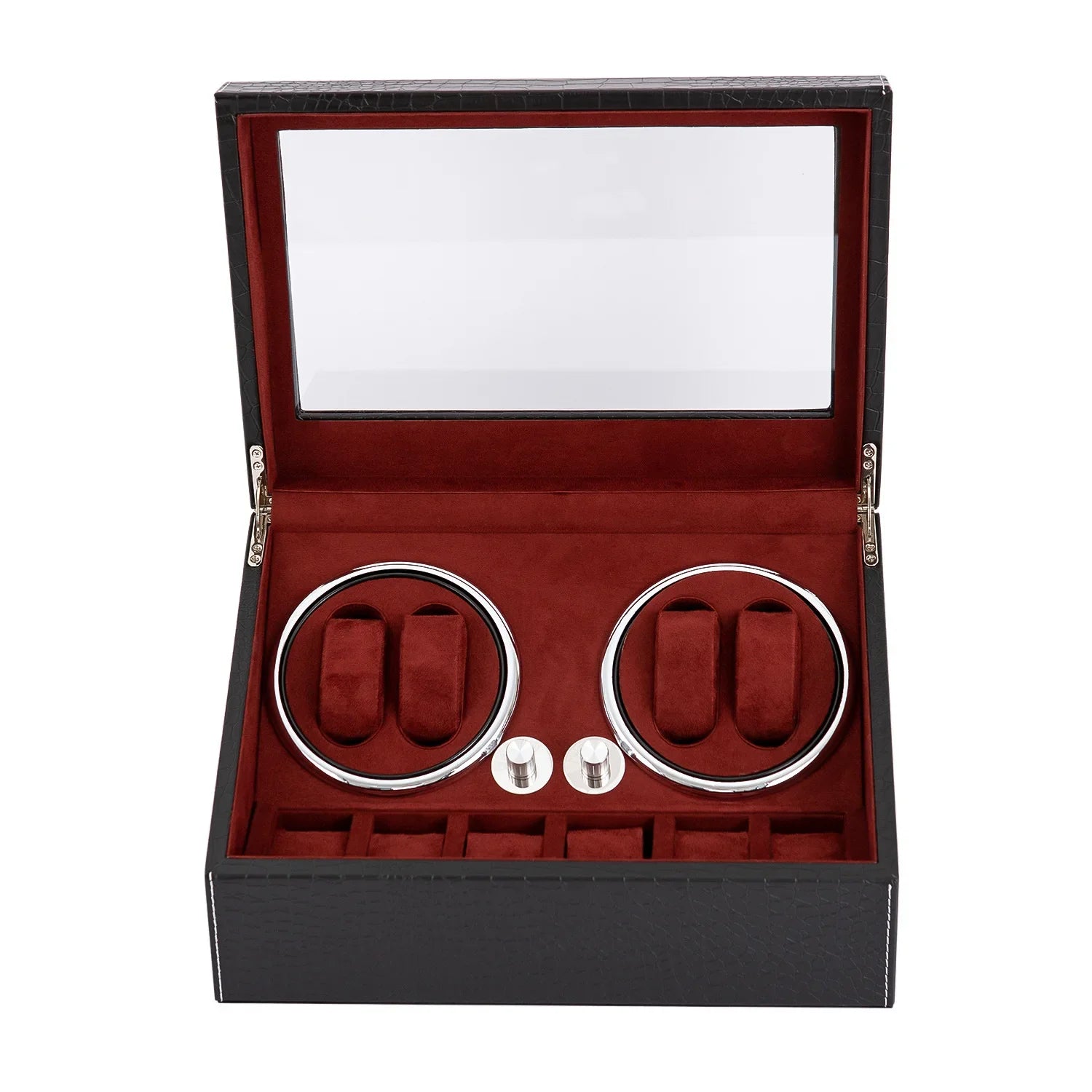 Remontoir Montre Bois Noir Brillant 10 Emplacements