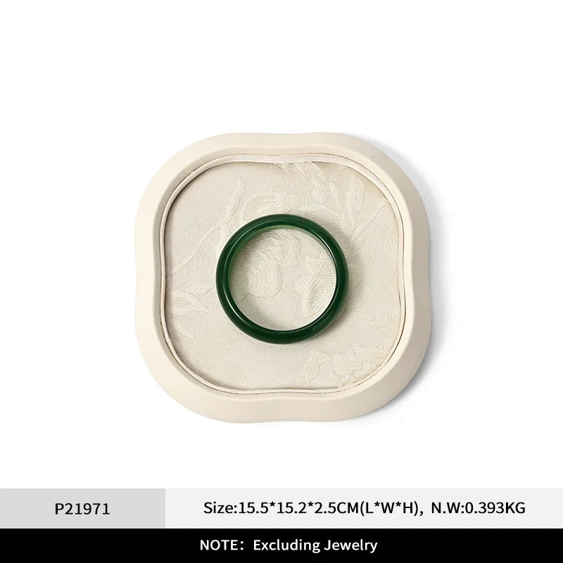 Plateau Bijoux Velours Beige Style Chinois