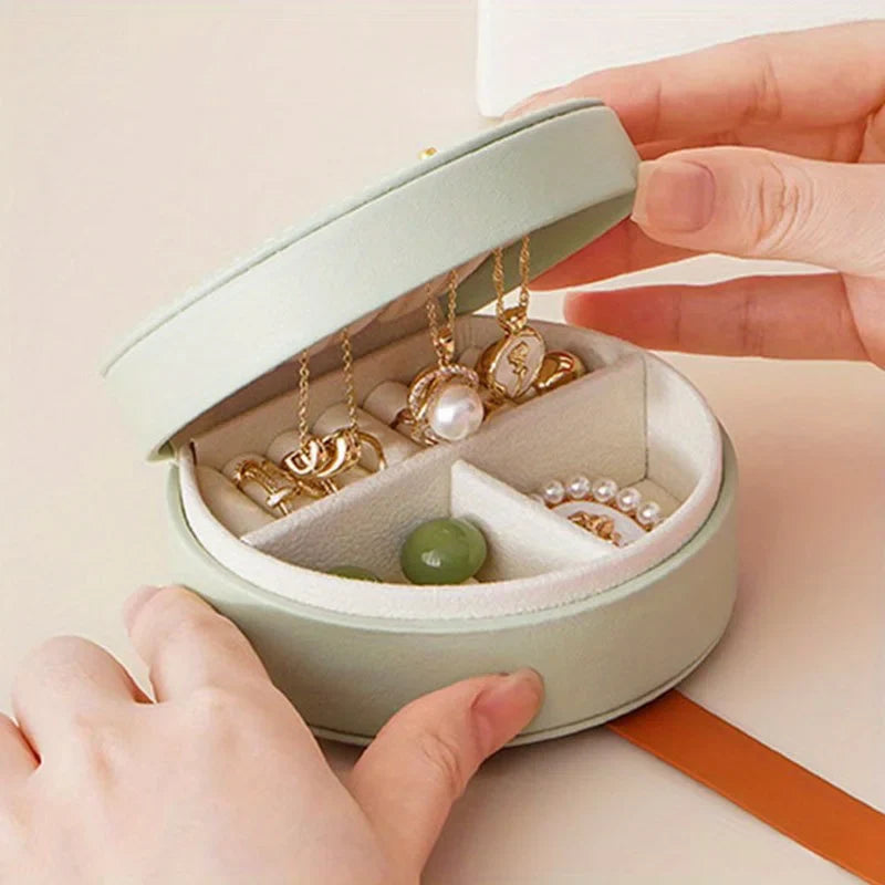 Boîte Bijoux Cuir Ronde Velours Voyage