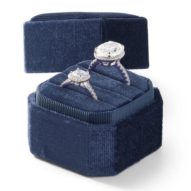 Boite Bagues Velours Mariage 3 Compartiments