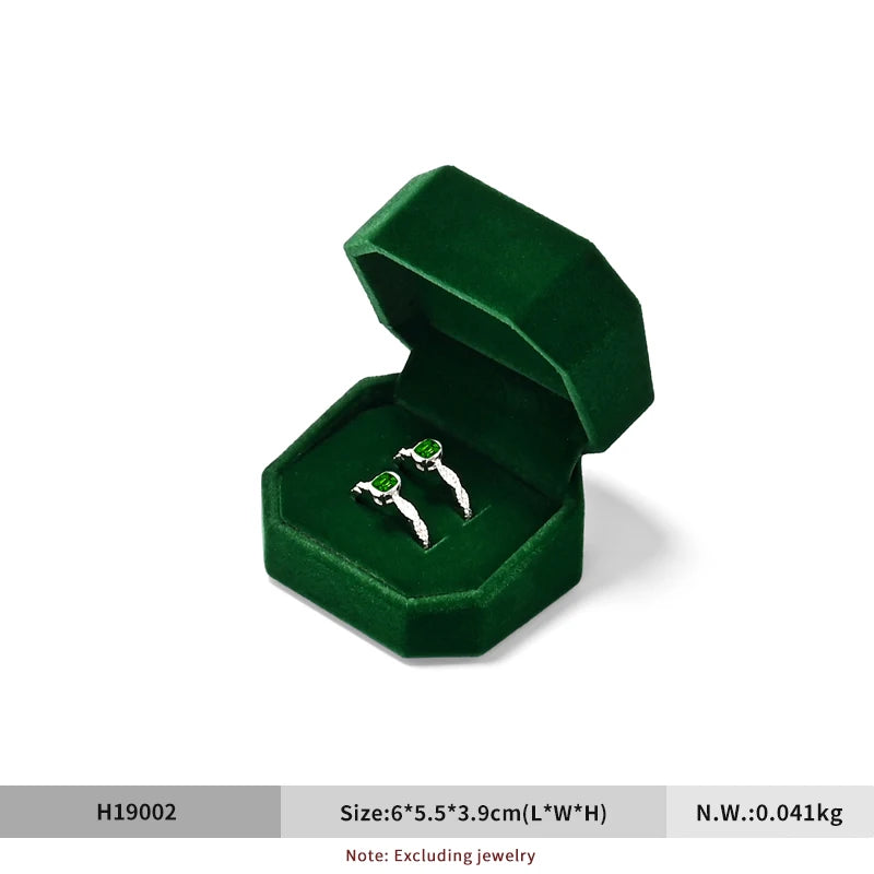 Boite Bagues Velours Vert Pierres Précieuses Premium