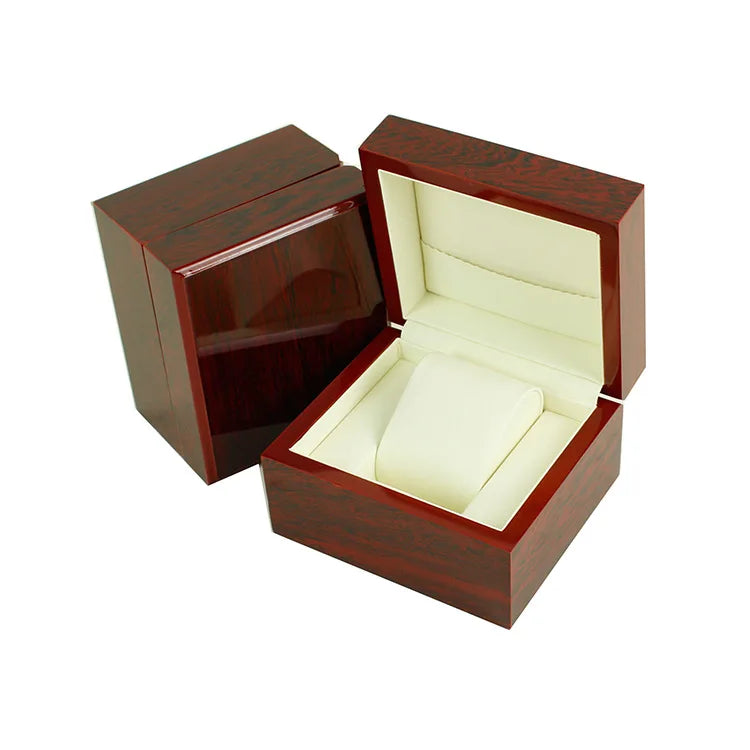 Coffre Fort Montre Bois Rouge Foncé Multi-Capacité