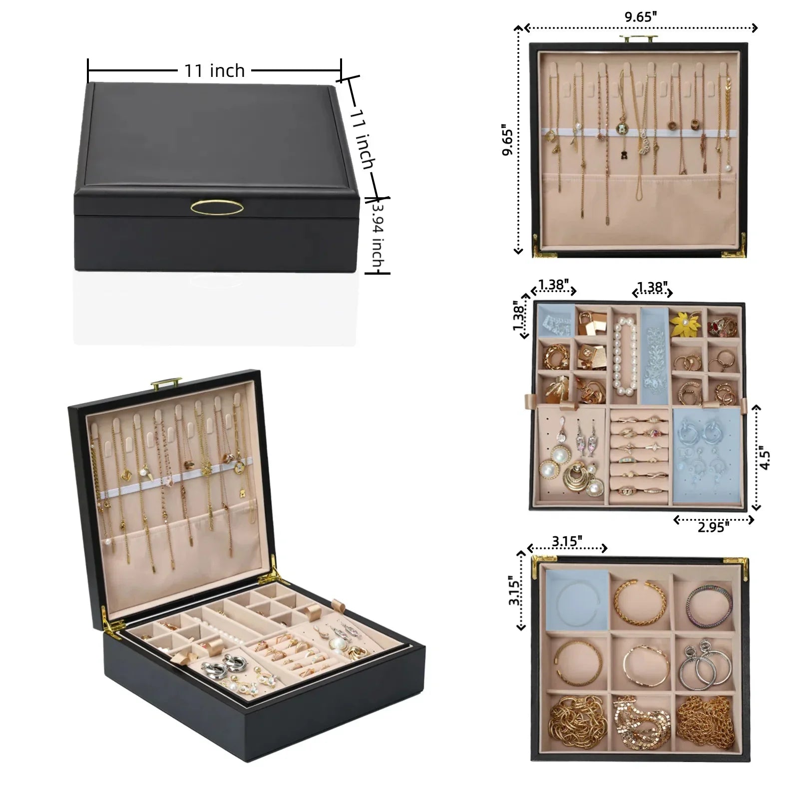 Boite Bijoux Cuir Rigide Grand Format