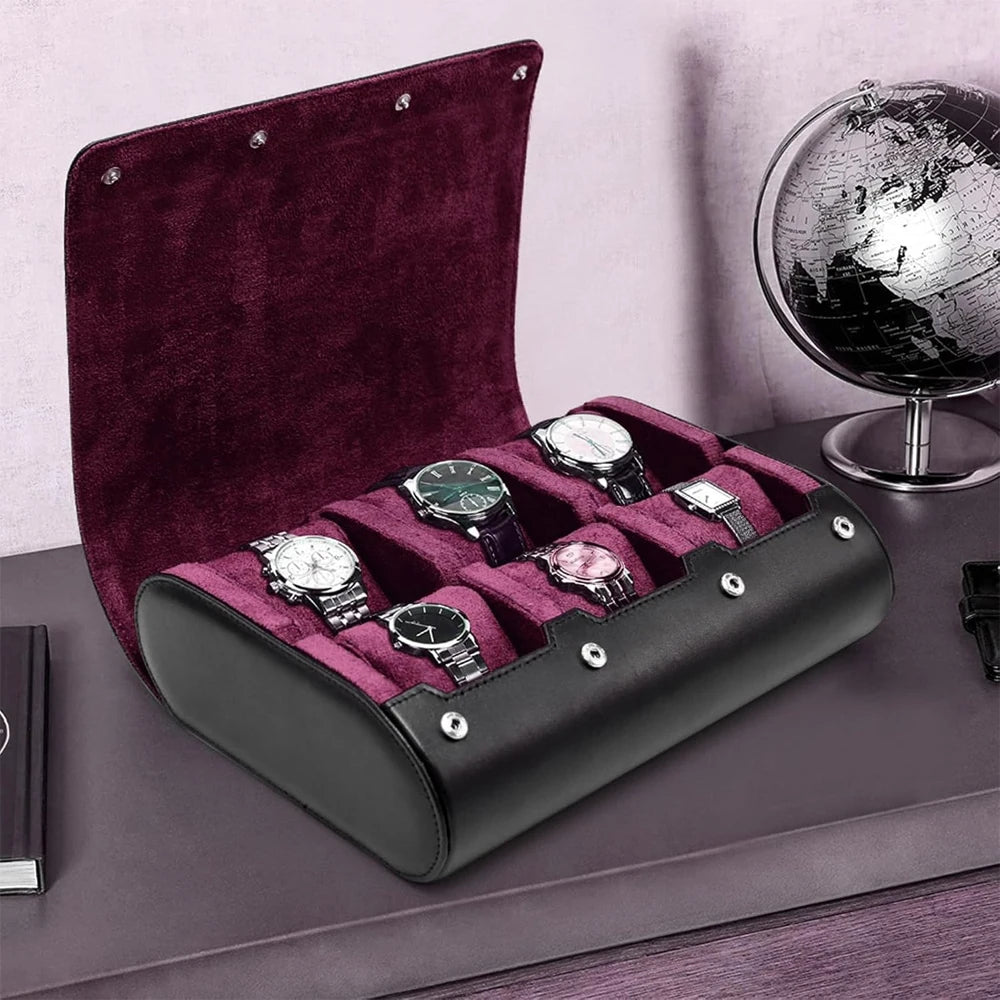 Étui Montre Cuir Voyage Rouleau 6 Emplacements