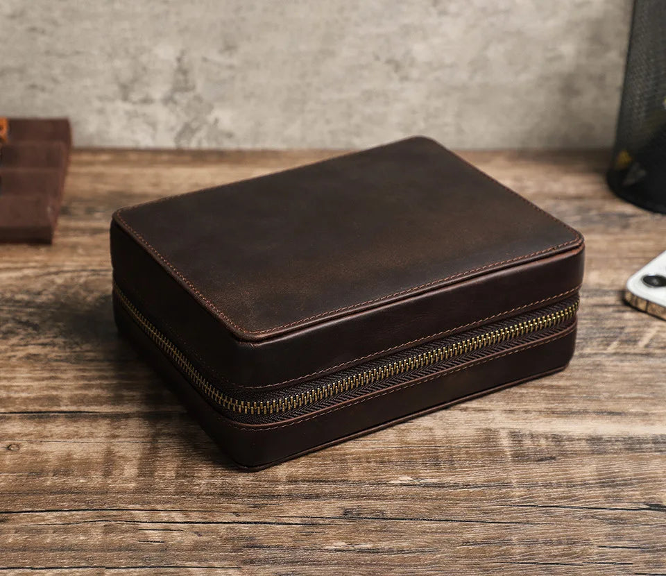 Pochette Etui Montre Cuir Voyage Compact
