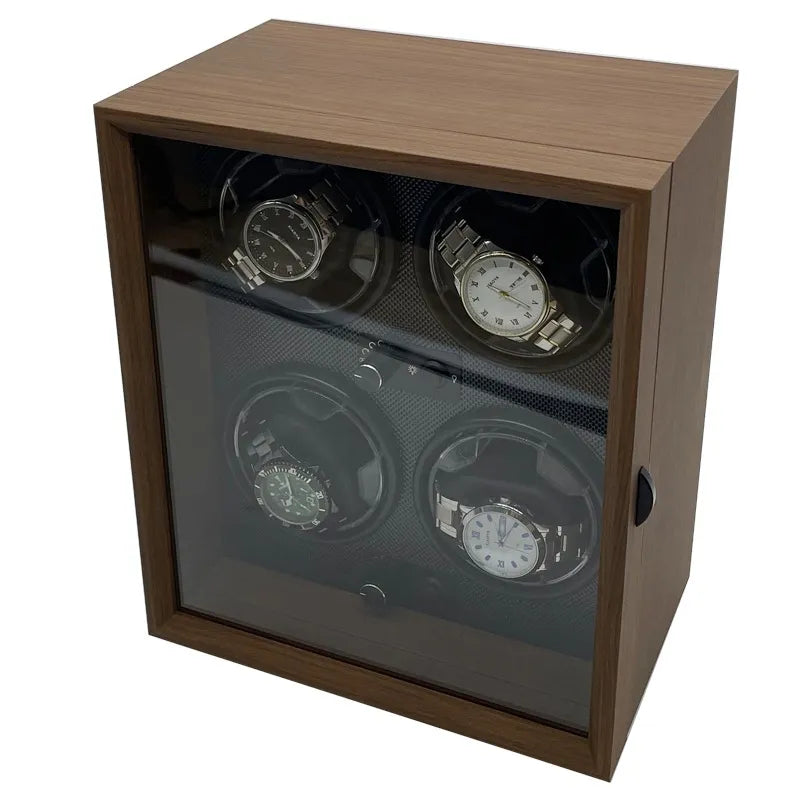 Remontoir Montre Automatique 4 Places Bois Cuir Luxe