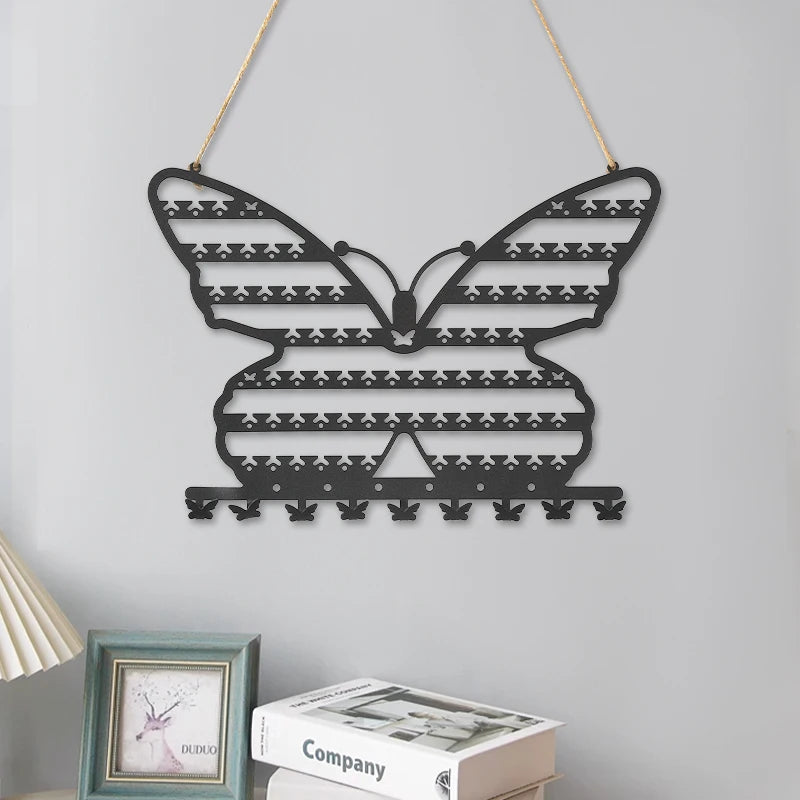 Présentoir Collier Mural Métal Papillon Décoratif