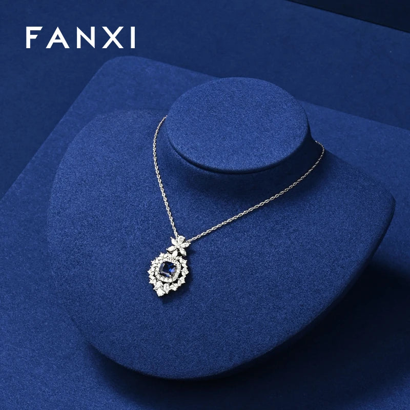Présentoir Bijoux Métal Résine Bleu Vitrine