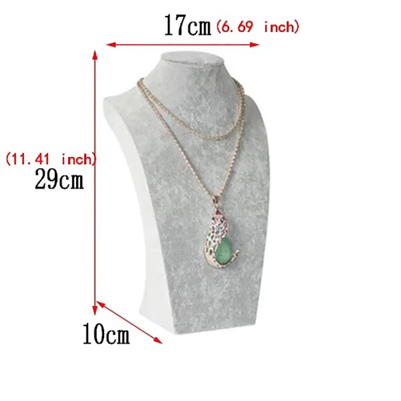 Buste Collier Velours Gris Présentoir Bijoux