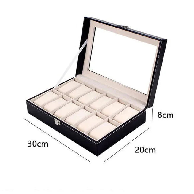 Coffret Montres Cuir Vitrine Verrouillable 20 Emplacements