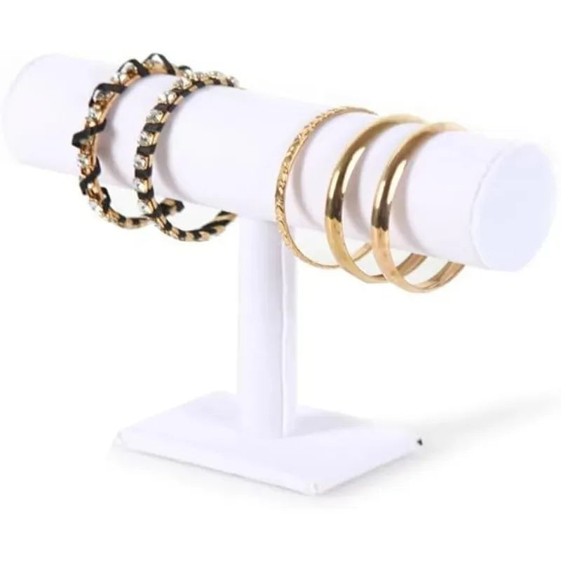 Présentoir Bracelet Velours Barre T Blanc