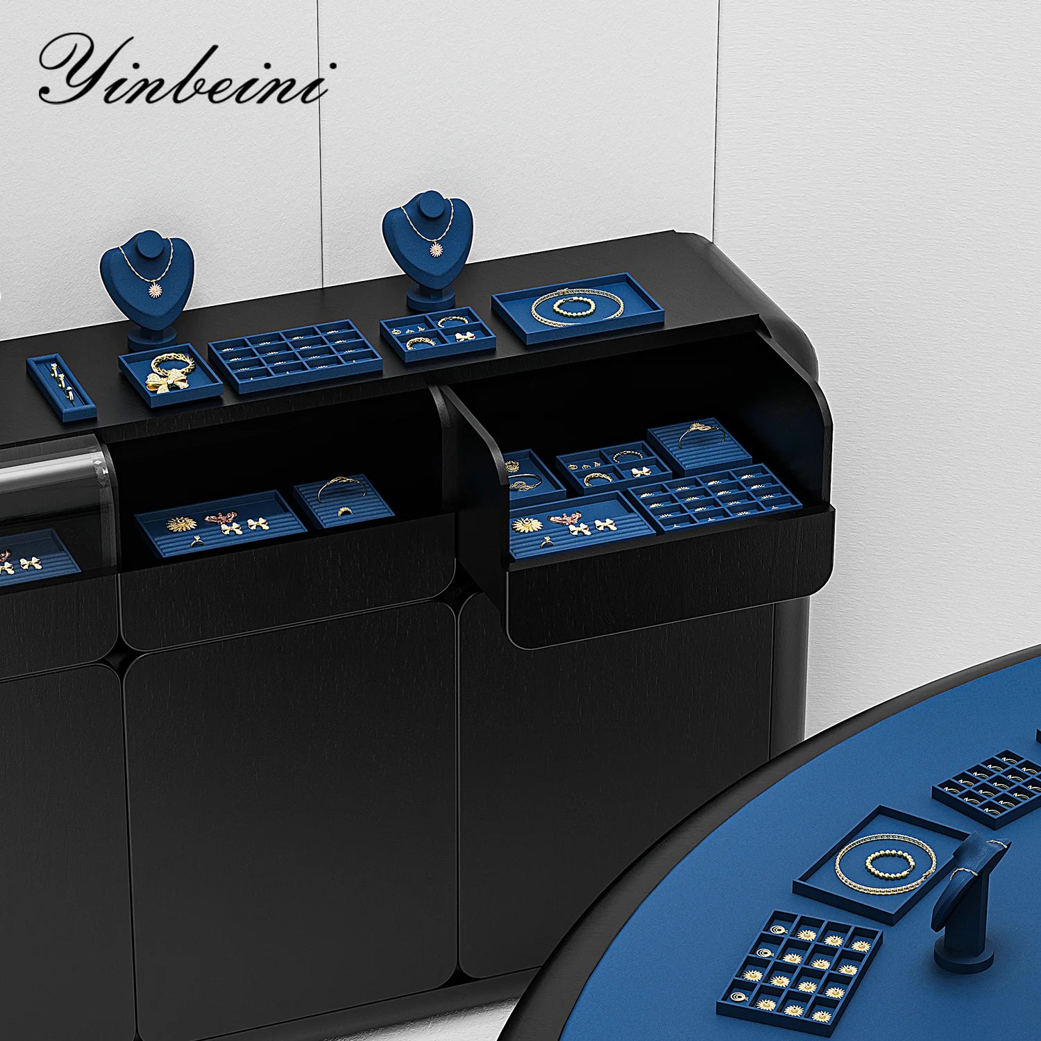 Plateau Bijoux Velours Tiroirs Multi Compartiments