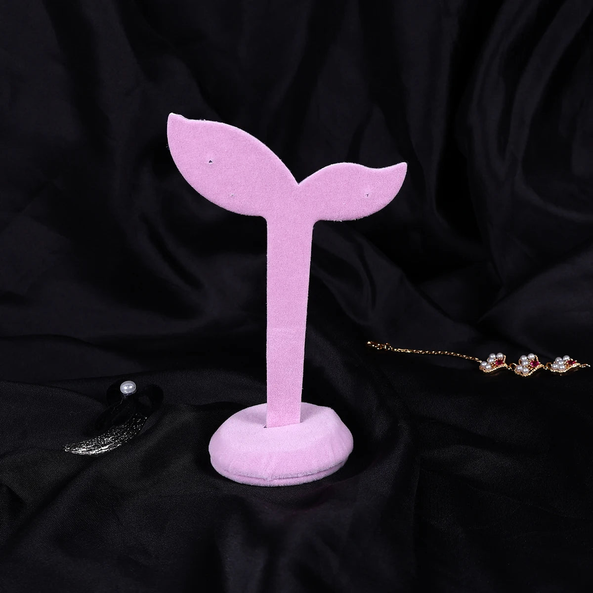 Présentoir Boucle d'Oreille Velours Métal Titane
