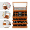 Boite Bijoux Bois Velours 4 Niveaux Miroir