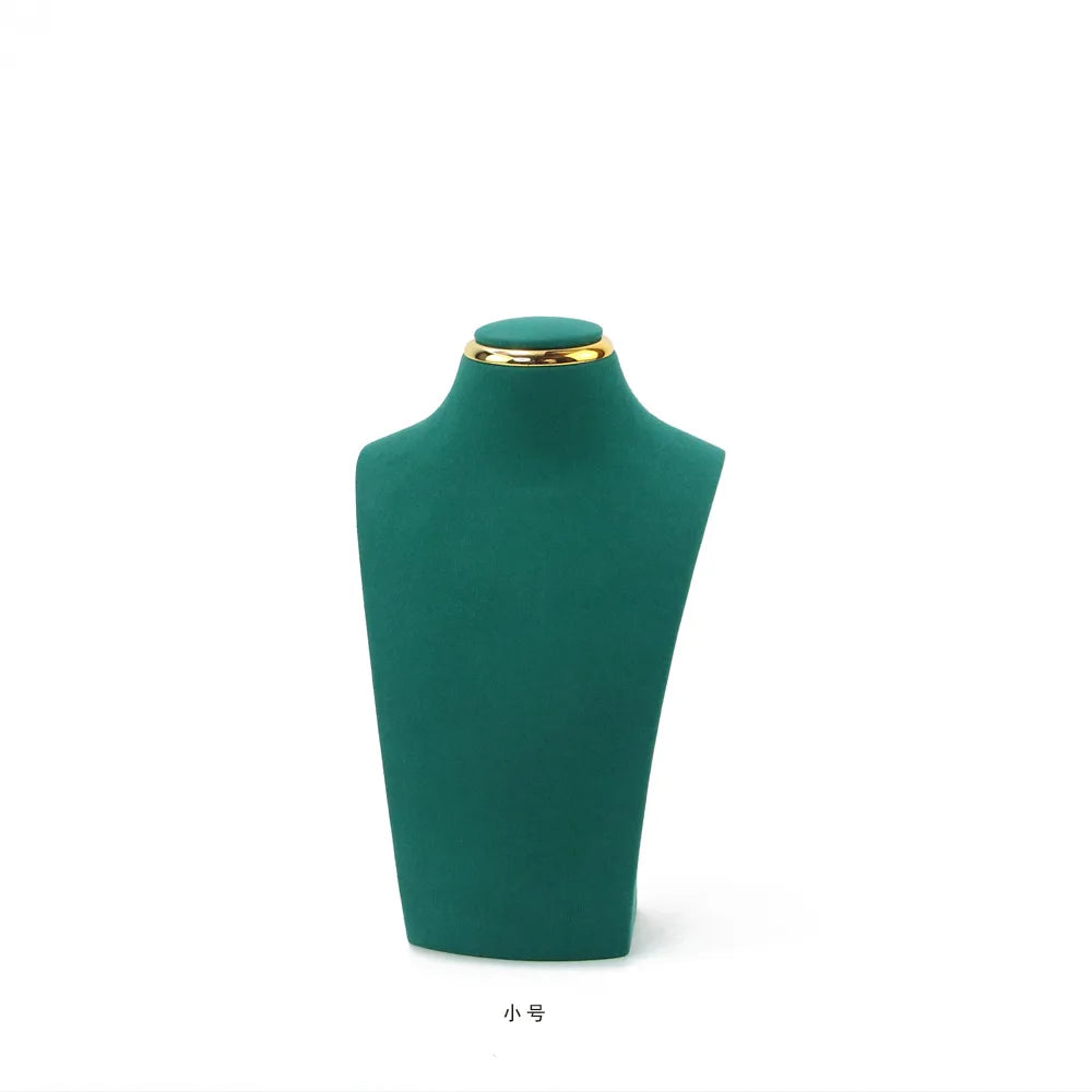 Présentoir Collier Buste Simili Cuir Doré