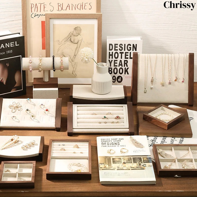 Présentoir Bijoux Bois Noyer Lin Boutique