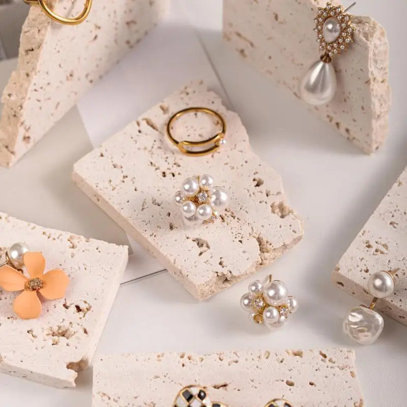 Présentoir Bijoux Pierre Marbre Naturel Socle