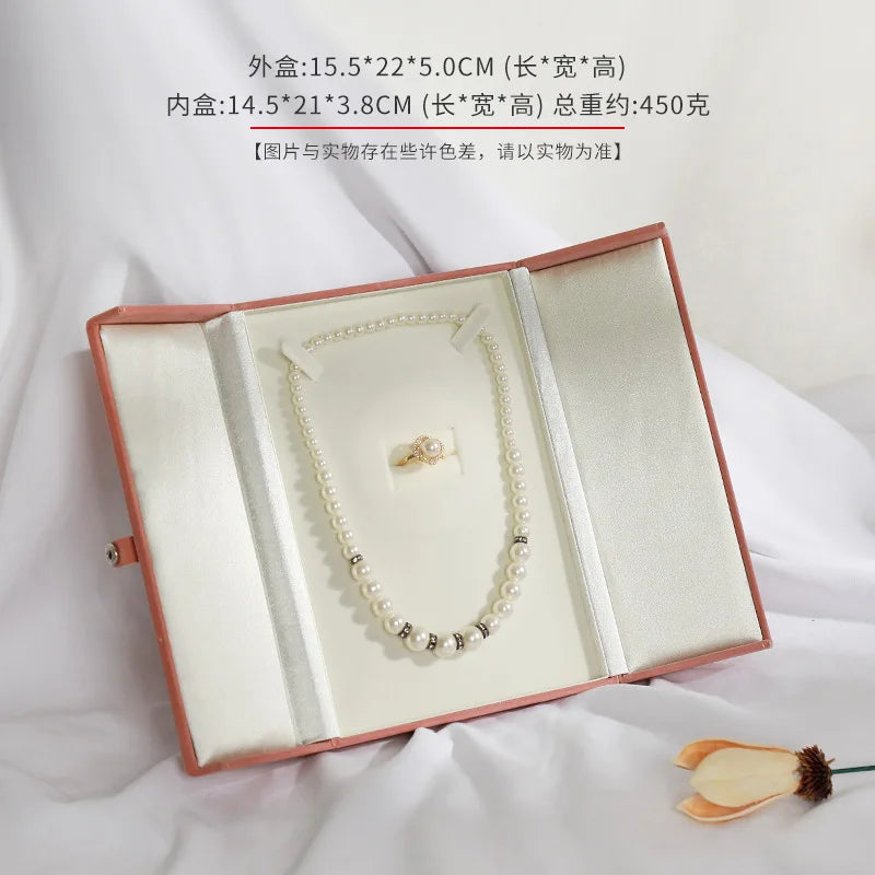 Boîte Bijoux Collier Velours Vintage Double Anneau