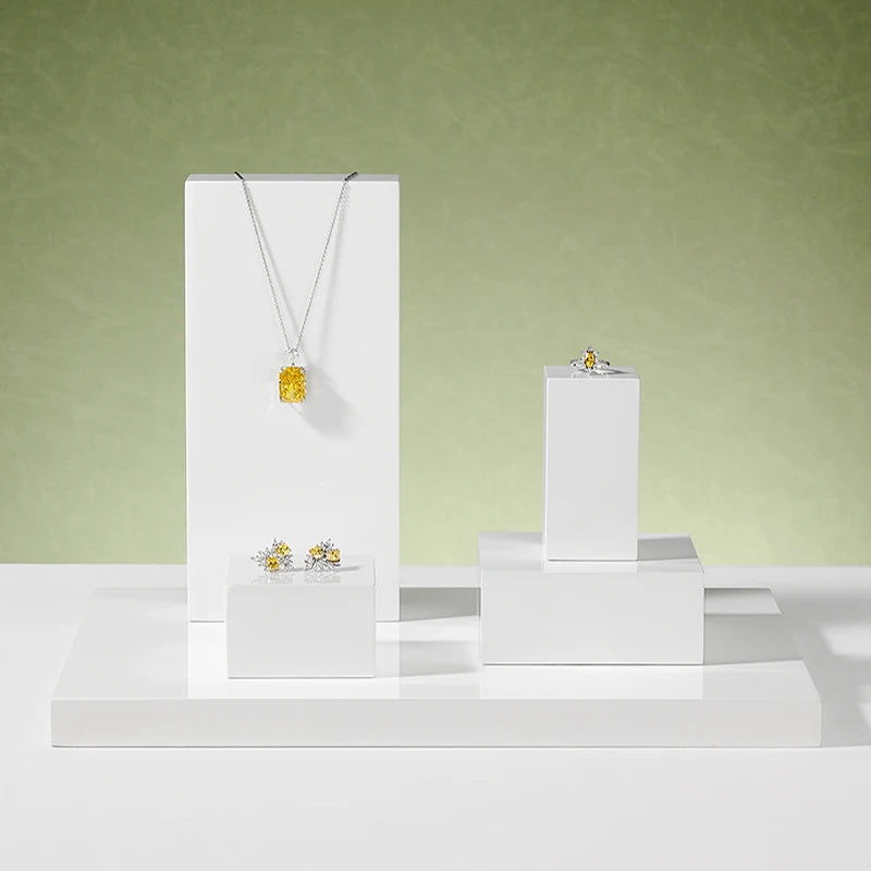 Présentoir Bijoux Carré Blanc Vitrine Boutique