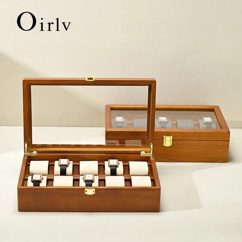 Boite Montre Bois 10 Grilles Vitrine Homme Femme