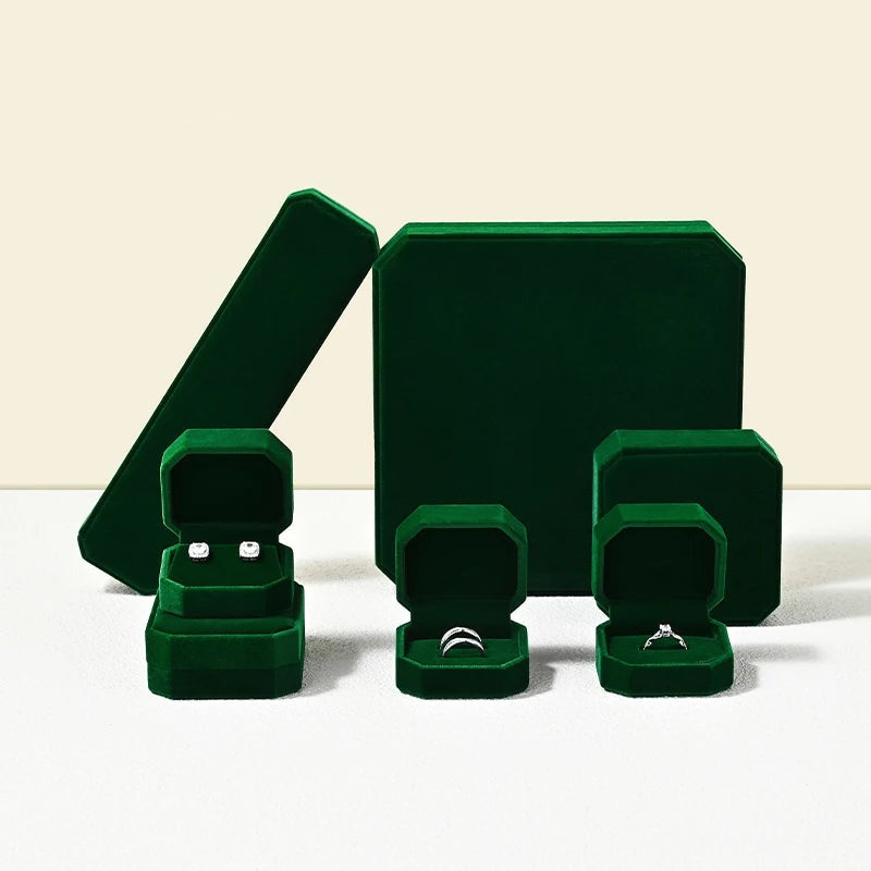 Écrin à Bijoux Velours Vert Foncé, 7 Formats