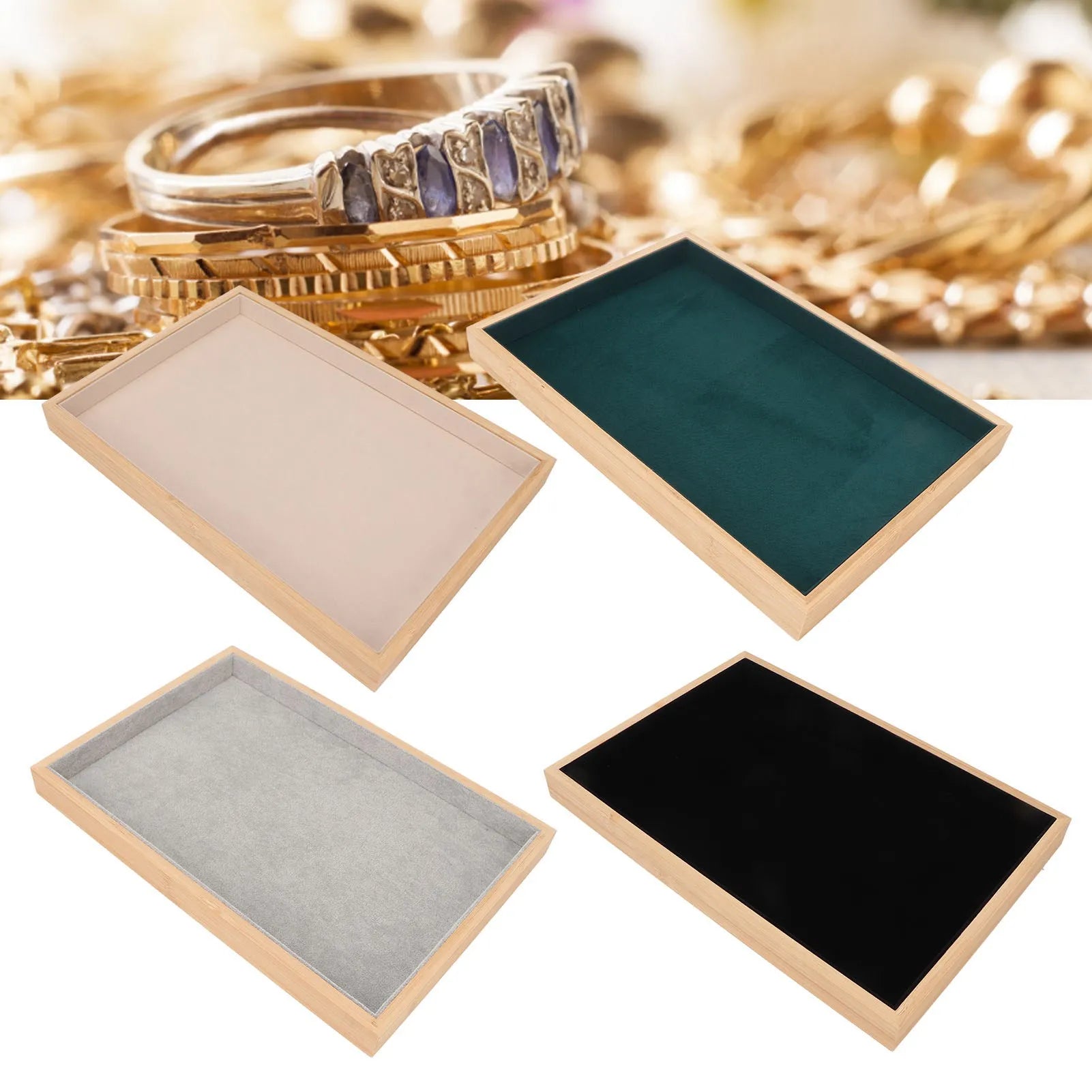 Plateau Bijoux Bois Velours Organisateur Tiroir