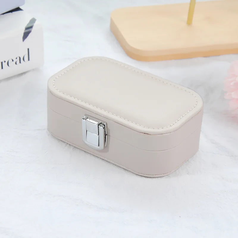 Boîte à Bijoux Cuir PU Velours Portable Bouton