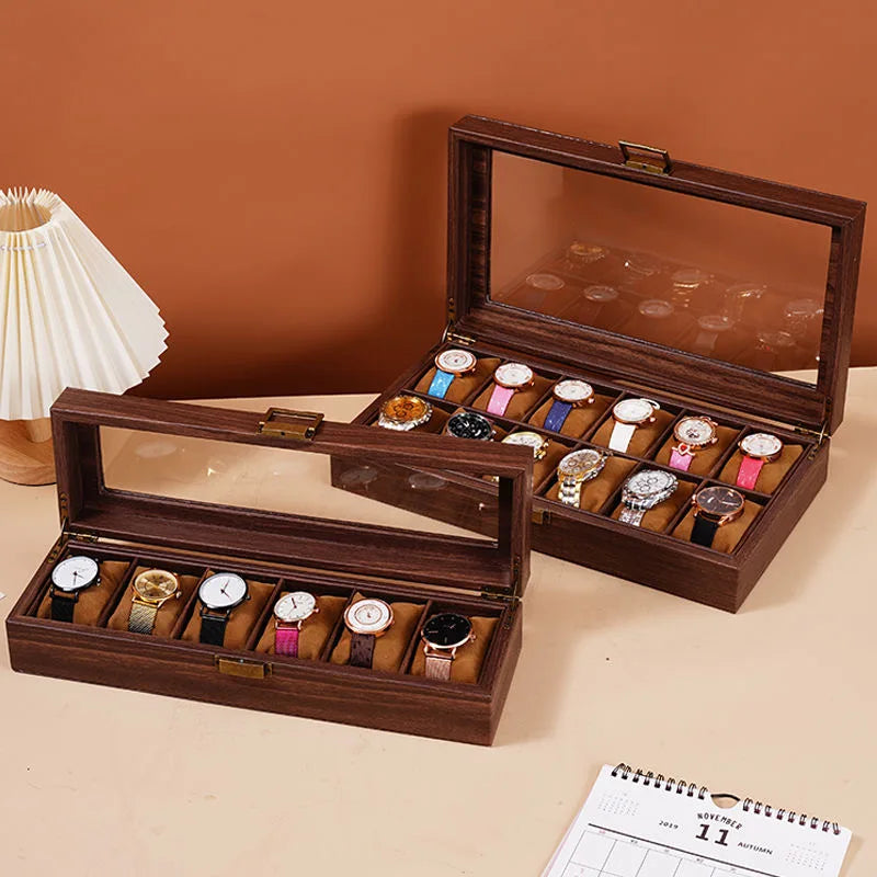 Présentoir Montre Cuir Coffre Double Rangement