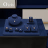 Présentoir Bijoux Microfibre Bleu Magasin