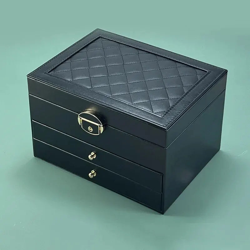 Boîte à Bijoux Cuir Multicouches Grande Capacité