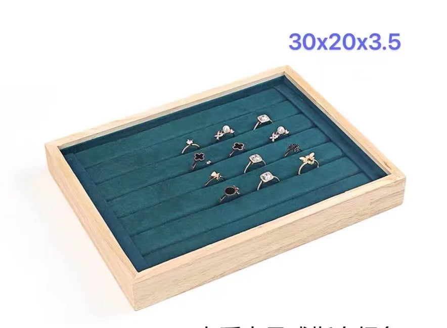 Plateau Bois Anneaux Bagues Rangement Bijoux