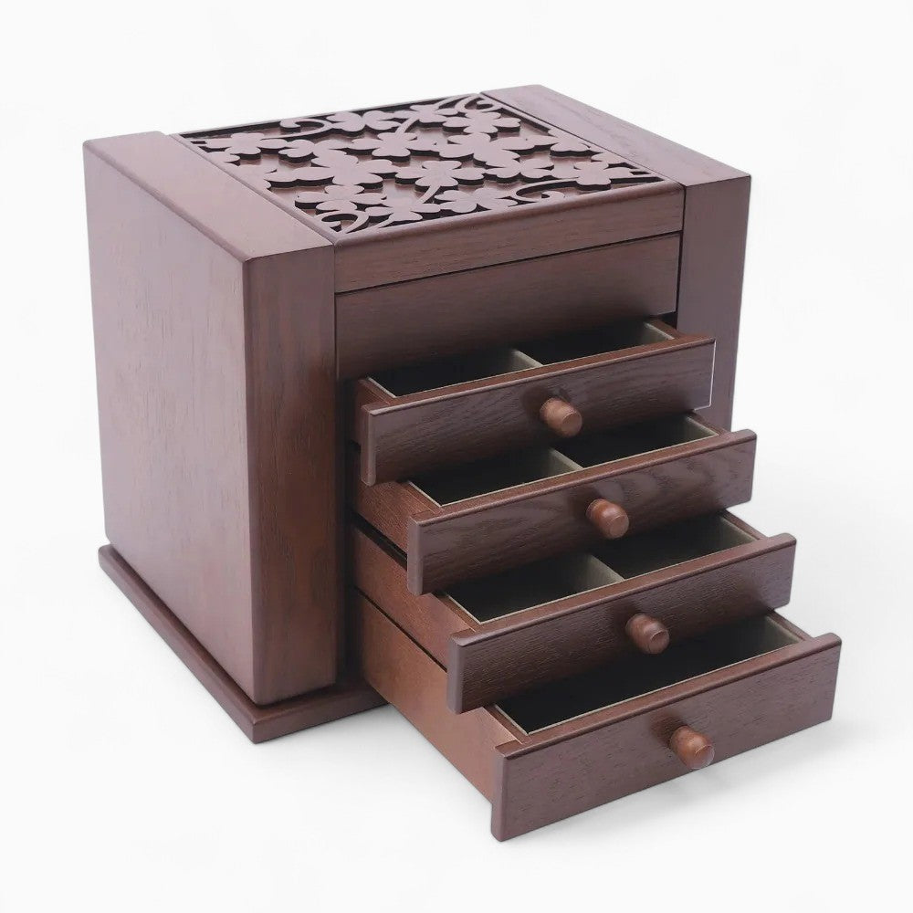 Grande Boîte à Bijoux Vintage Bois Marron