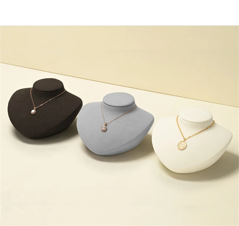 Présentoir Collier Buste Velours Plat 5 Coloris