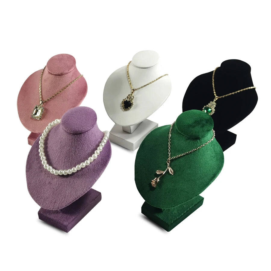 Présentoir Collier Buste Velours Plat Compact
