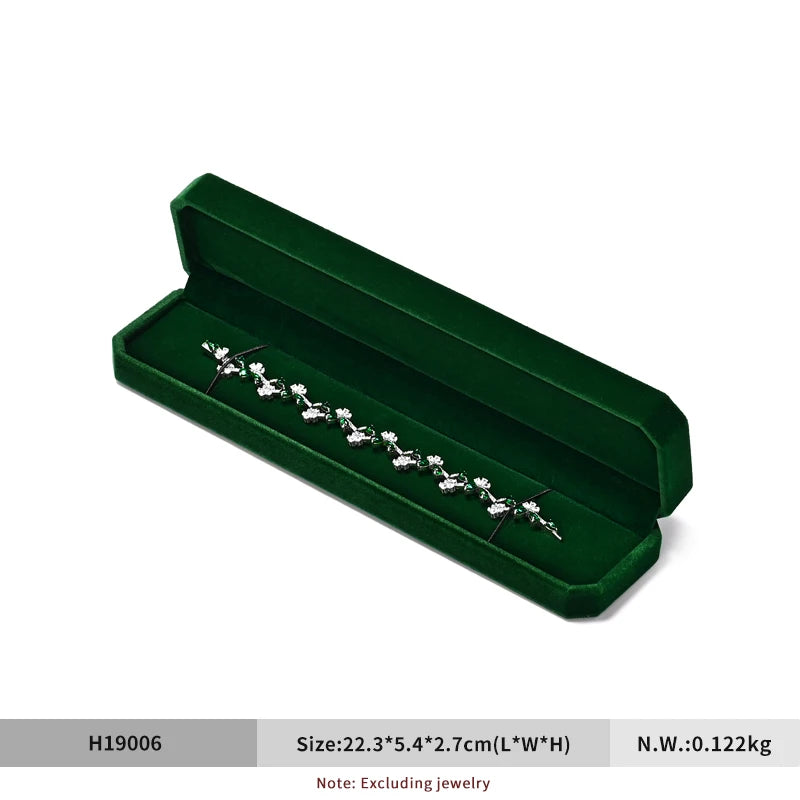 Boite Bagues Velours Vert Pierres Précieuses Premium