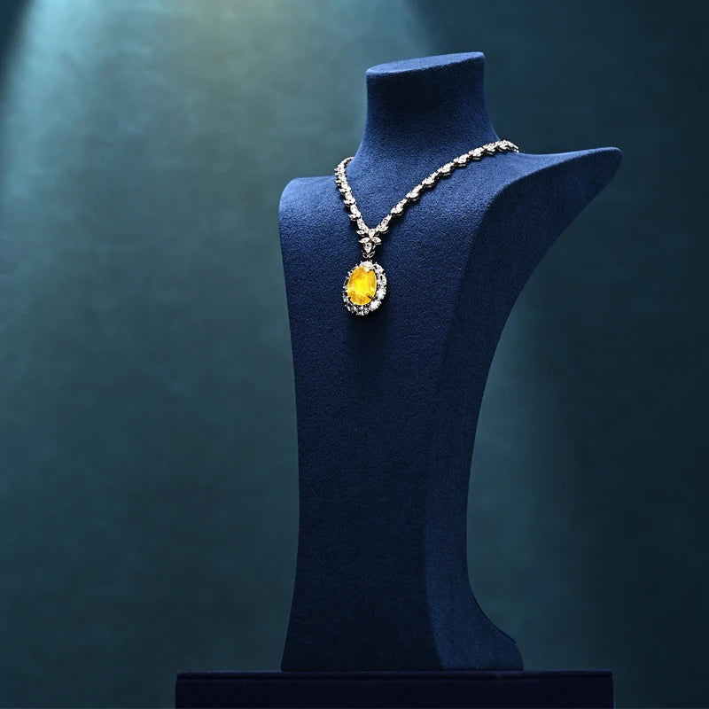 Buste Collier Velours Bleu Premium Mannequin